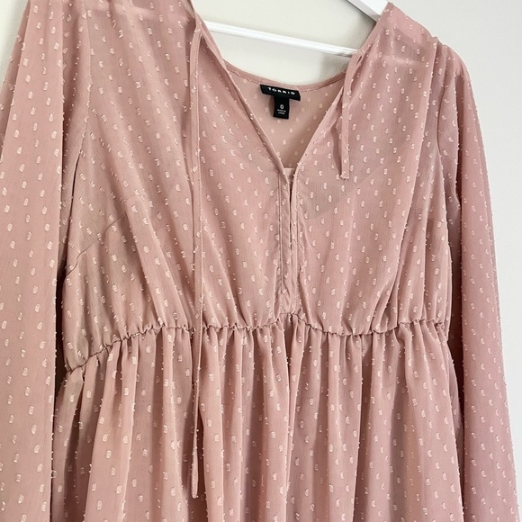 Torrid Women’s Clop Dot Tie Babydoll Top‎ in Blush Pink Size Large 12-14 - Picture 8 of 12